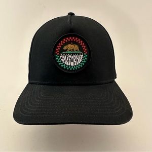 Quiksilver California 5 Panel Baseball Cap Snapback Hat Black OSFM Golden Gate